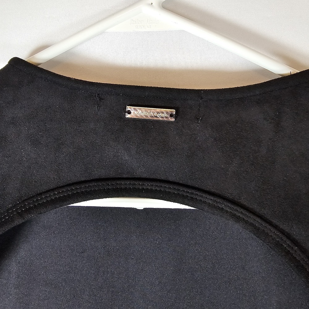 Maniere De Voir Top Women 6 Black Stretch Faux Suede Cropped Backless Tie Sexy - Picture 7 of 8